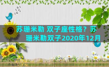 苏珊米勒 双子座性格？苏珊米勒双子2020年12月